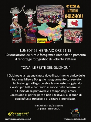 CINA: LE FESTE DEL GUIZHOU -Proiezione a Modena, lunedì 26 gennaio 2015 -  ARGONAUTI  EXPLORERS