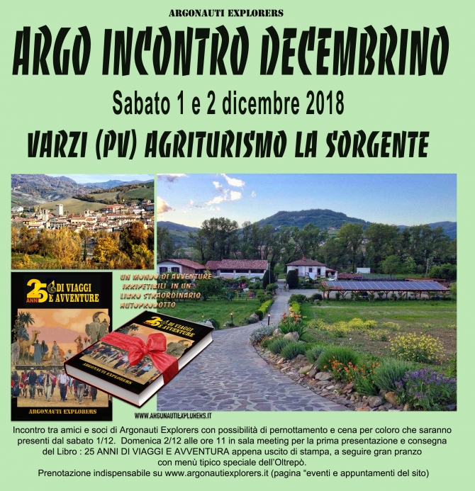 ARGO INCONTRO DECEMBRINO - 1-2 dicembre 018 - Varzi (PV) -  ARGONAUTI  EXPLORERS