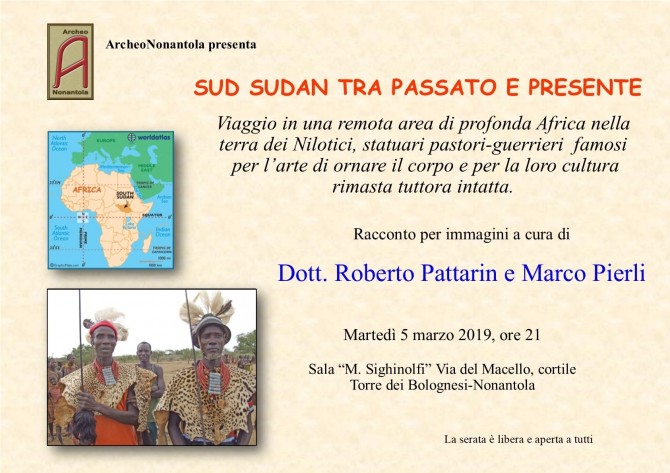 Proiezione nel Modenese - A NONANTOLA:  SUD SUDAN - martedi 5 marzo 2019 -  ARGONAUTI  EXPLORERS